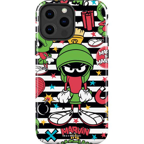 Looney Tunes Marvin the Martian Striped Patches iPhone 15 Pro Max Impact Case